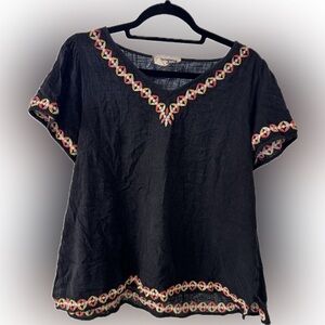 Savanna Jane Black and Orange Embellished Boxy Blouse